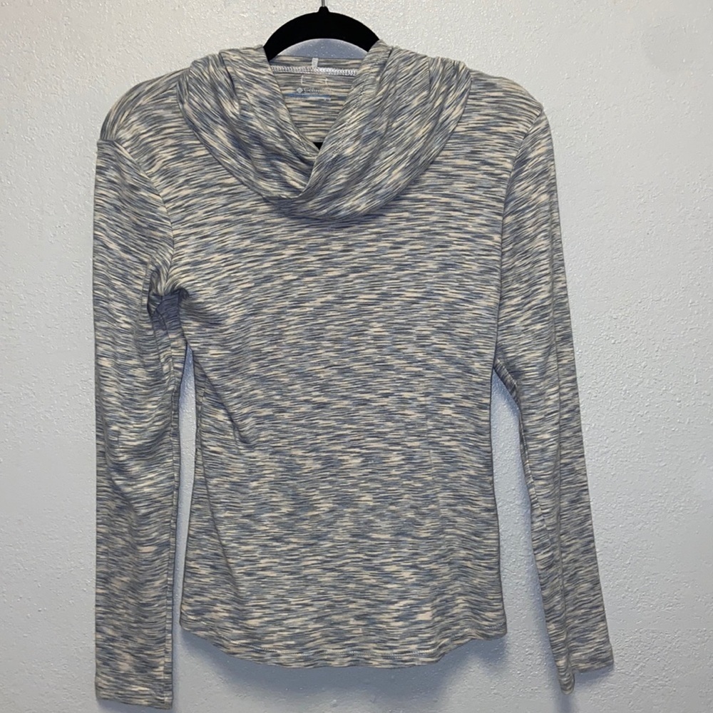 Columbia  Gray White Cowl Neck Space Dye Pullover Hoodie 4175